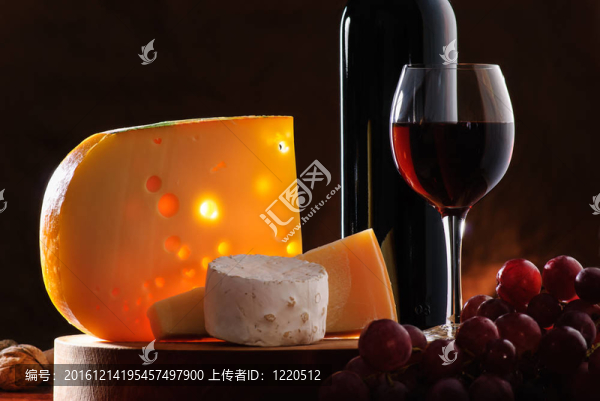 靜物與奶酪；葡萄和葡萄酒