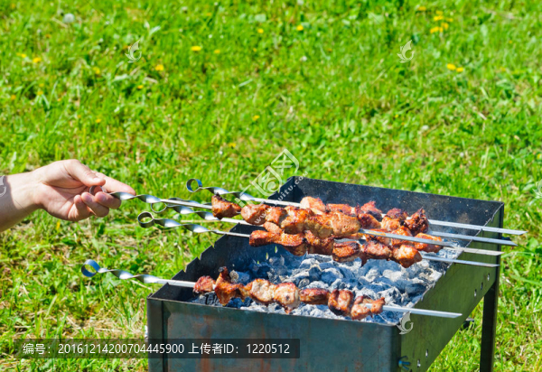肉在烤架上烤