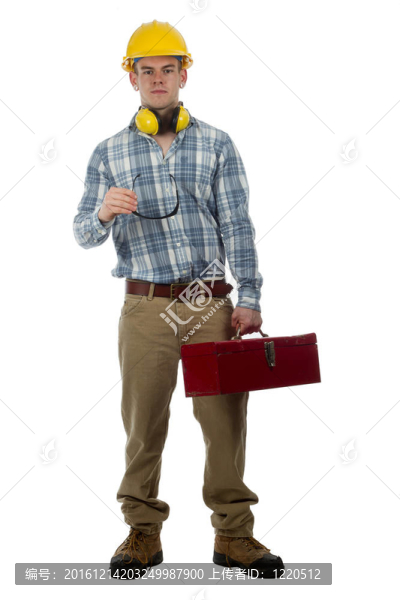 帶工具箱的建筑工人