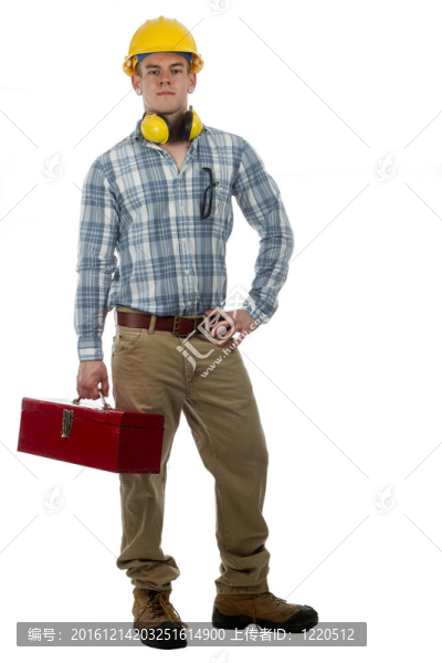 帶工具箱的建筑工人