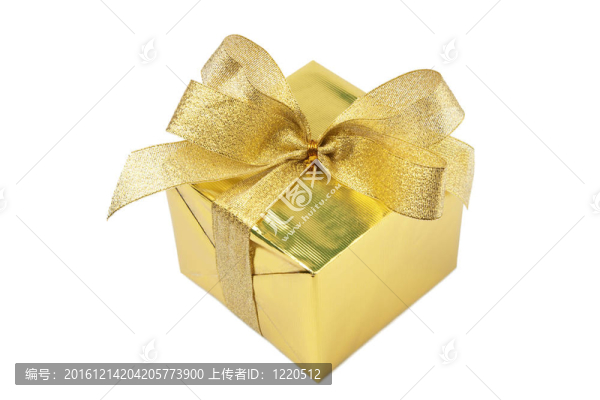 金色禮品盒與弓隔離