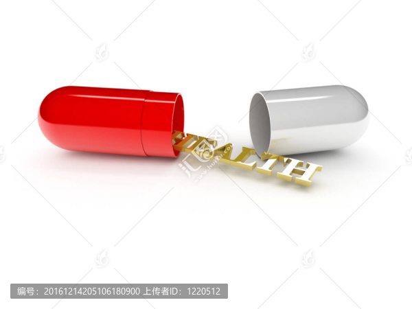 一個打開丸與字：健康（3D渲染）