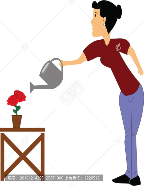 夫人給她的玫瑰澆水