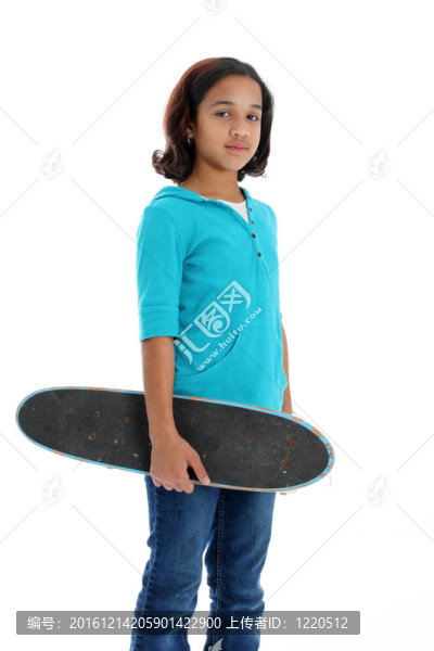 Skateboard,White背景的孩子