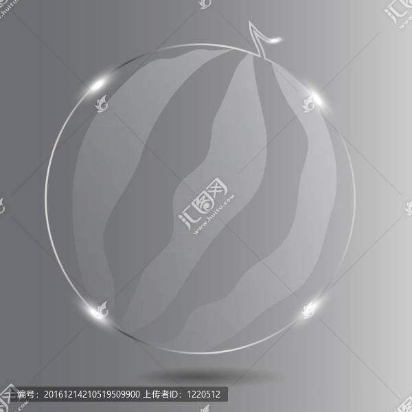現(xiàn)實玻璃西瓜。插畫。