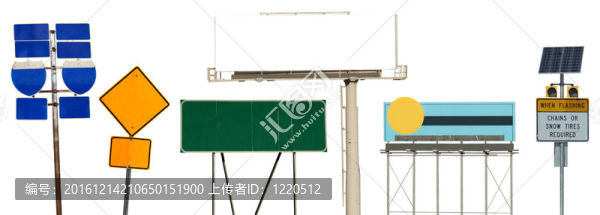 多個路標和廣告牌