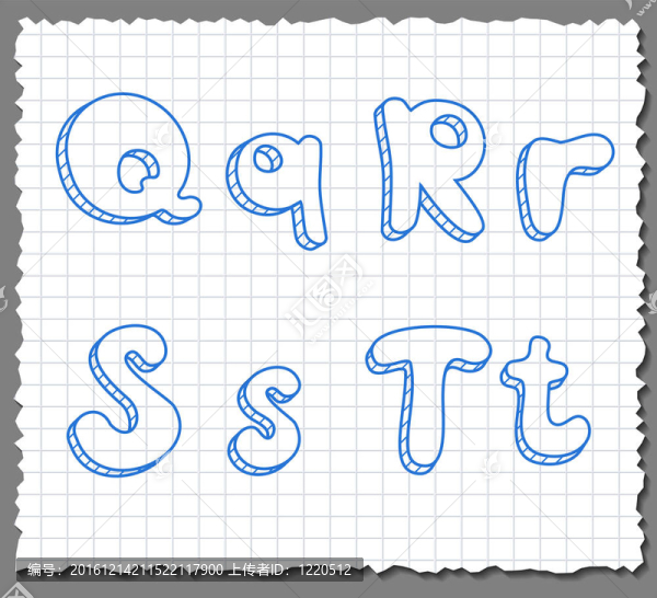 手繪三維字母-,QRST