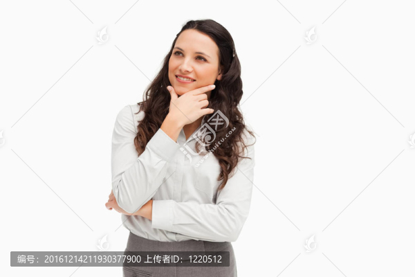可愛的微笑的女商人冒充