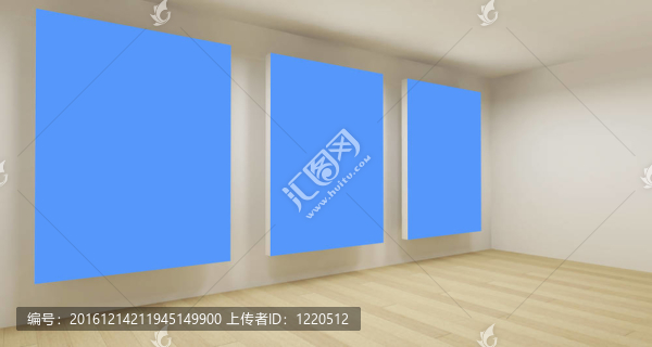 干凈的商務(wù)空間，空的3D空間，三個(gè)藍(lán)色色度鍵幀
