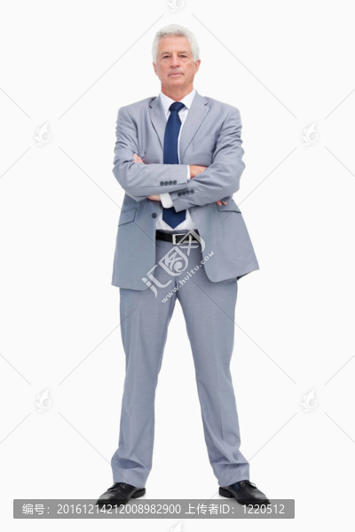 商人用雙臂折疊的肖像