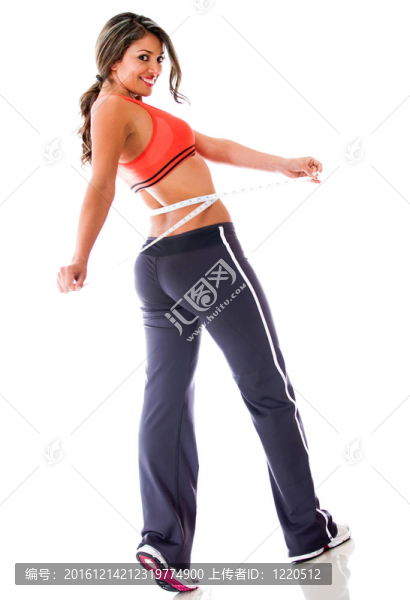 女人測(cè)量她的腰