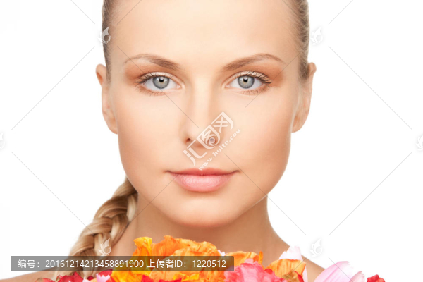 可愛的女人與紅花