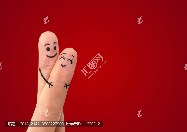一對幸福的夫妻愛畫笑臉和擁抱