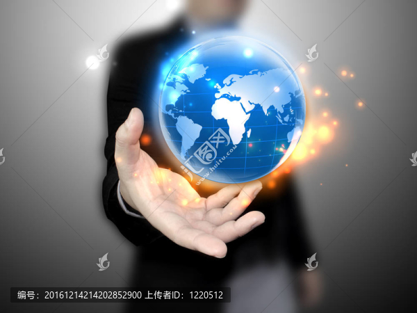 商人手持發(fā)光；連接