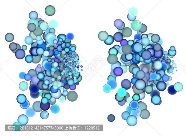 3D渲染抽象藍(lán)色紫色泡泡背景