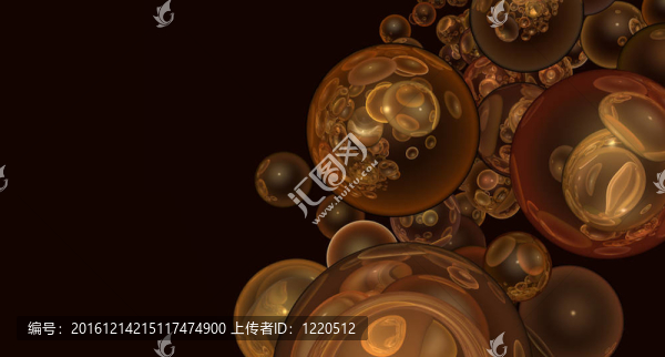 3D渲染抽象背景透明透明橙色氣泡