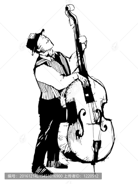 在低音提琴音樂(lè)家素描