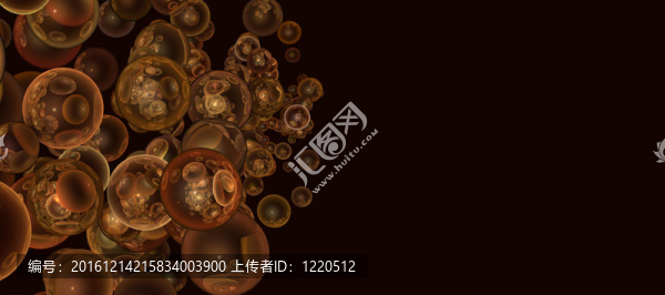 3D渲染抽象背景透明透明橙色氣泡