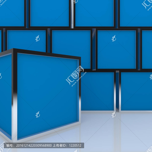 3D空白抽象藍(lán)盒顯示