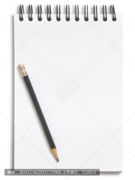 白色背景下的筆記本和鉛筆
