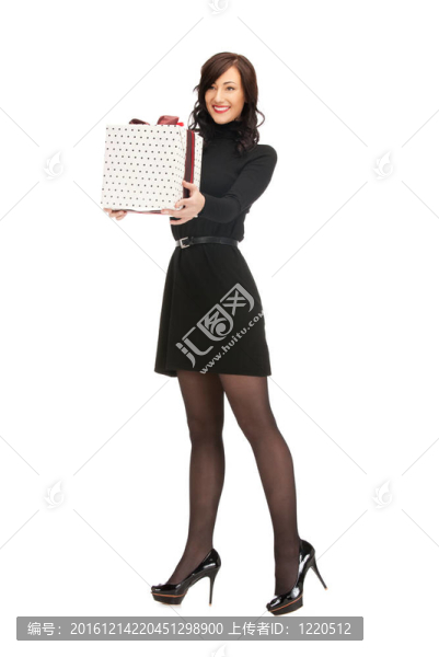 可愛的女人與禮品盒