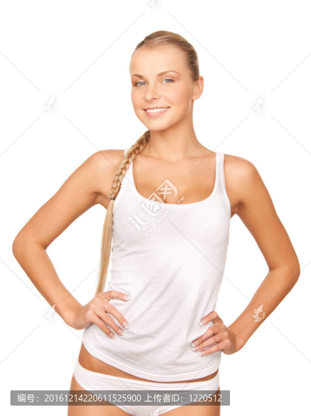 美麗的女人在棉花undrewear