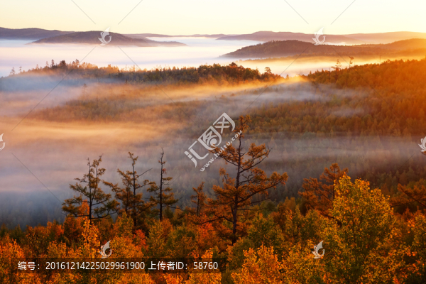 秋季山林云海