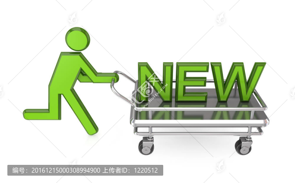 手推車和大字新的3D小的人。