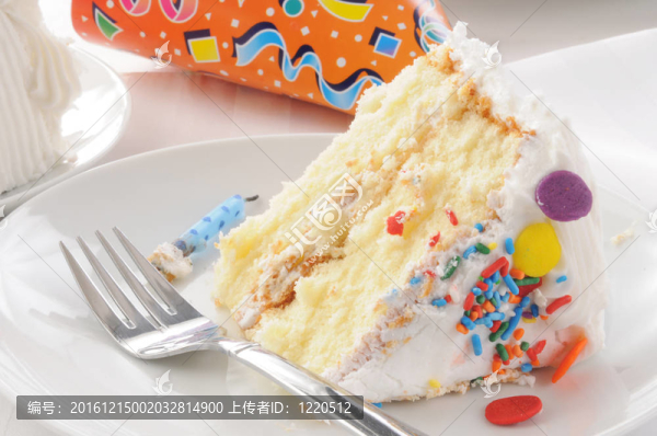 一塊生日蛋糕和一頂派對帽