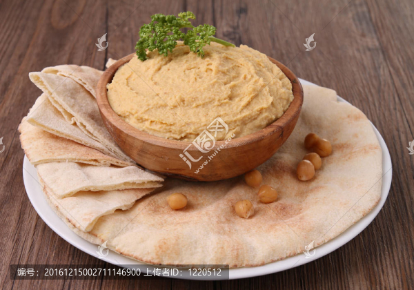 鷹嘴豆泥和面包板
