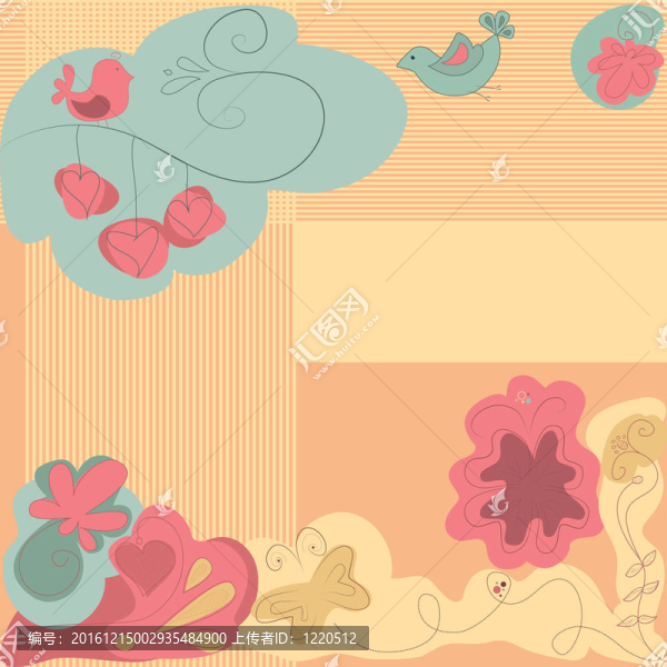 浪漫復(fù)古背景與鳥和花
