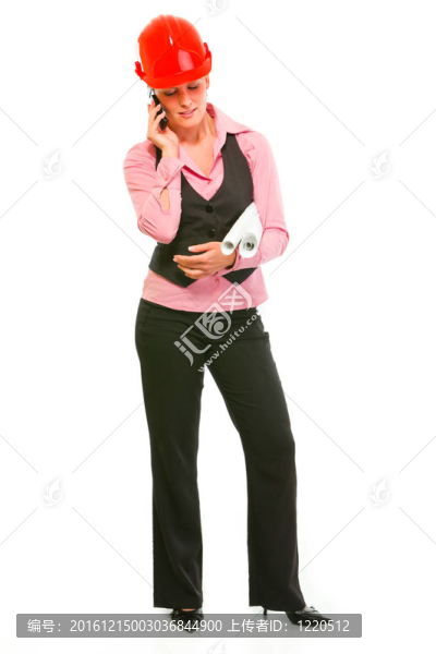 現(xiàn)代建筑師的女人掛圖說移動白色隔離全長肖像