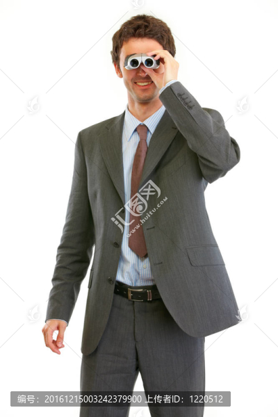 現(xiàn)代商人看雙筒望遠(yuǎn)鏡