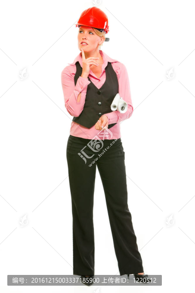周到的現(xiàn)代建筑師的女人手全長肖像掛圖