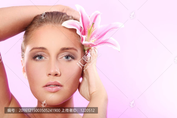 美女與lily,flower