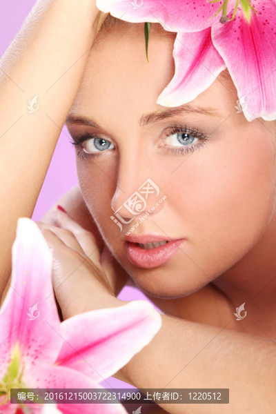 美女與lily,flower