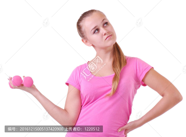 健身房里有免費(fèi)舉重的女孩