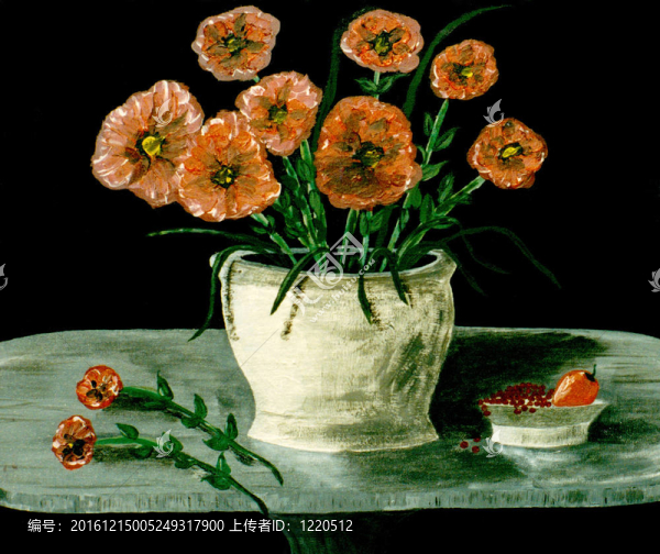 銀花瓶配橙花