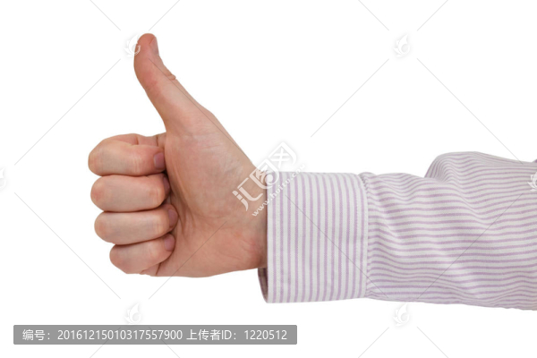 商人的手豎起大拇指