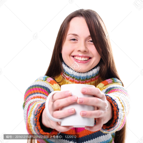 喝杯茶的女孩