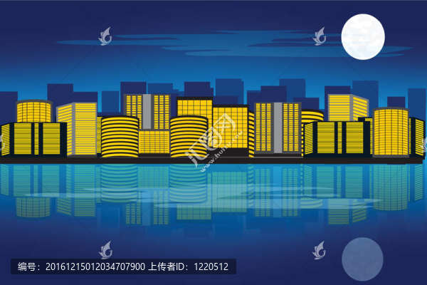 夜城與水中倒影