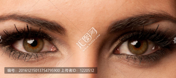 女人的褐色眼睛和柔和的彩妝和長(zhǎng)長(zhǎng)的睫毛