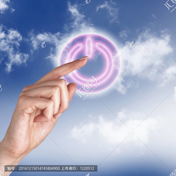 天空背景下的電源按鈕