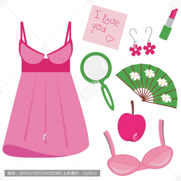白色背景上的女士物品