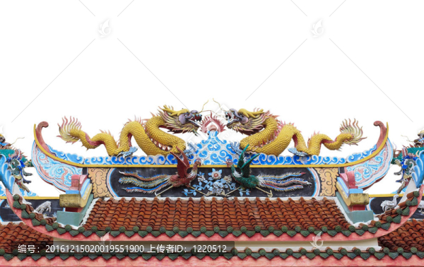 寺廟屋頂上的中國(guó)龍