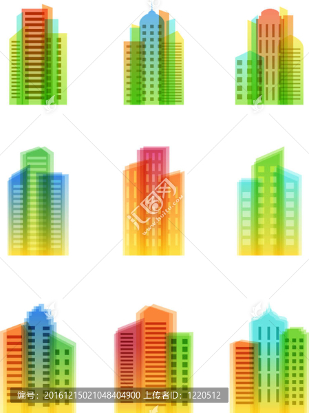 一套明亮的房子圖標(biāo)。