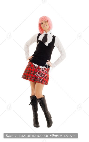 粉紅色頭發(fā)的可愛女生