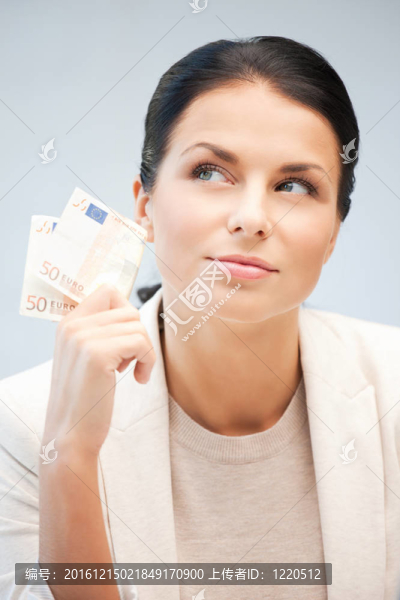 可愛的女人，歐元現(xiàn)金