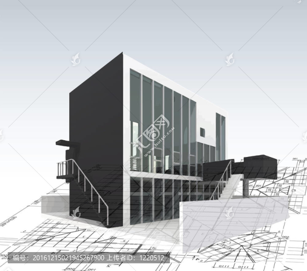 與計劃和藍圖建筑房子模型。