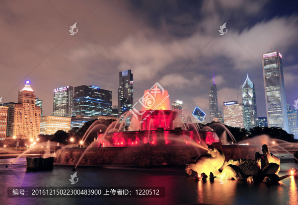 白金漢噴泉和城市天際線